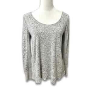Mudd Marled Pullover Sweater Scoop Neckline Long Sleeve Relaxed Fit Gray W Small
